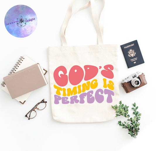 Gods Timing Tote Bag